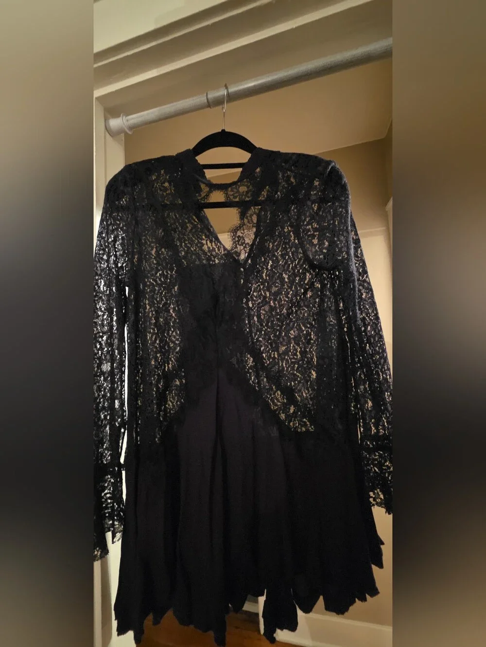 Free People Black Lace Mini Dress - Like New - Size M